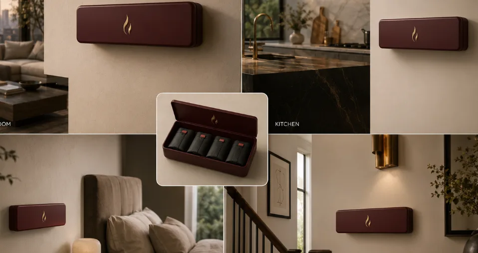 Protectionmask wall units mounted across several interiors